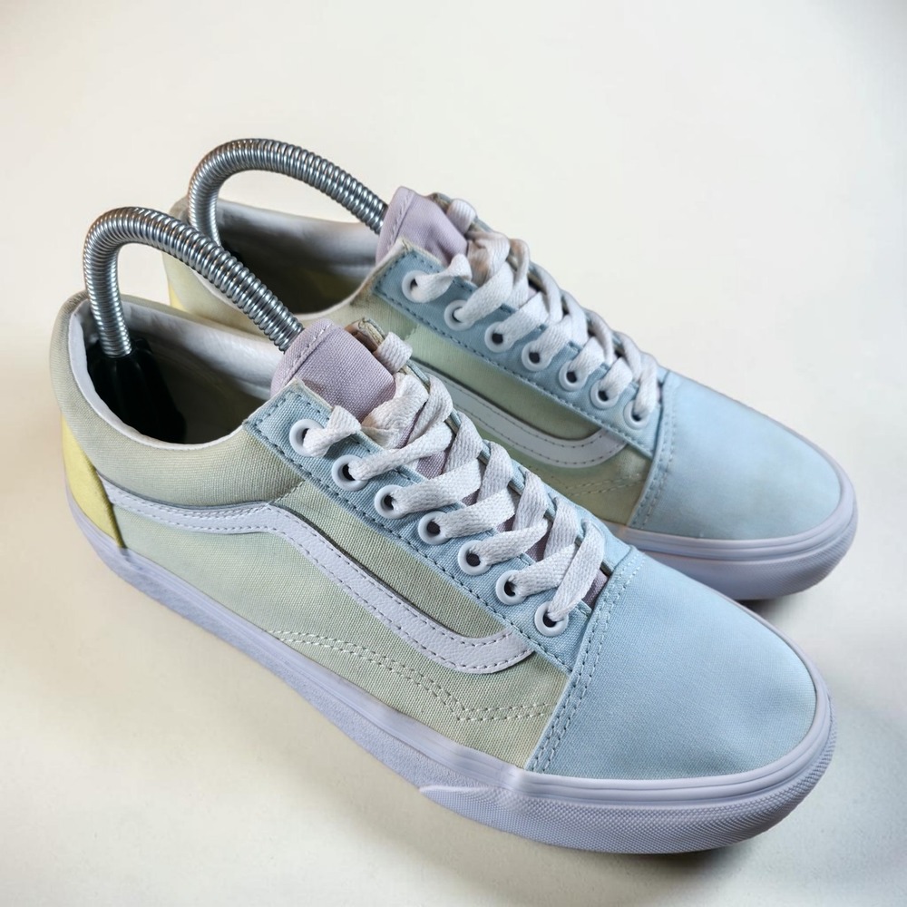 VANS Old Skool Low Womens Size 9 Pastel Block Retro Skater Pink Blue Yellow